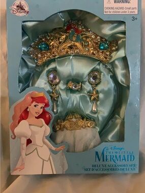 Disney Ariel deluxe accessory  wedding Jewelry Set - Teal and Gold Accents